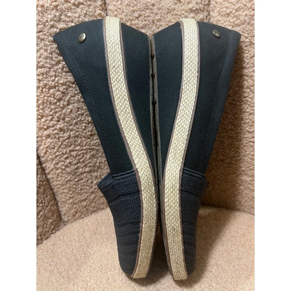 Grasshoppers Womens Black Knit Espadrille Slip On Loafers Memory Foam Flats 8.5
